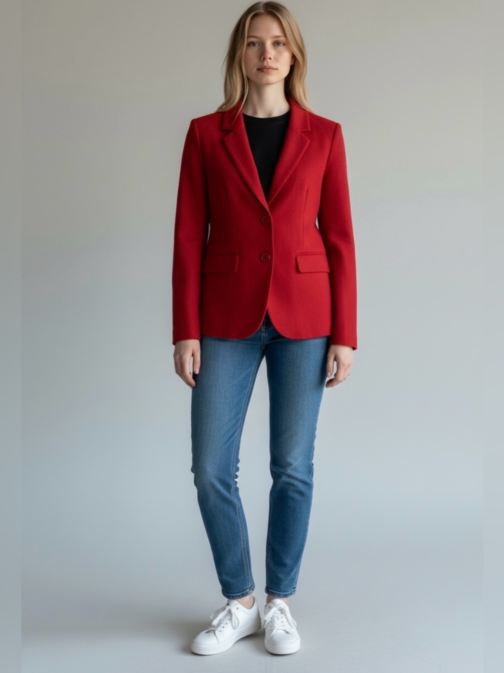 Louben Women’s Button Front Blazer // Red // 8